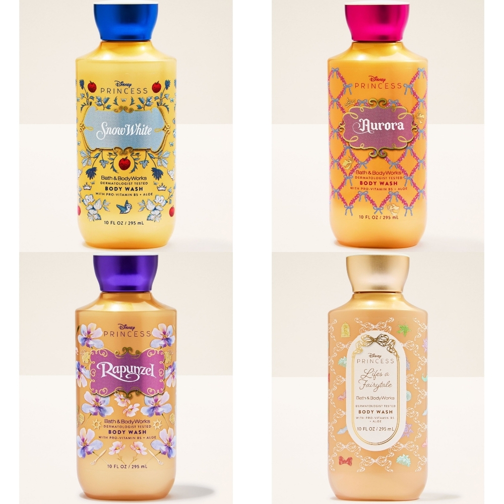 Bath Body Works Disney Princess Body Wash Collection Set of 4 NEW 10oz Each